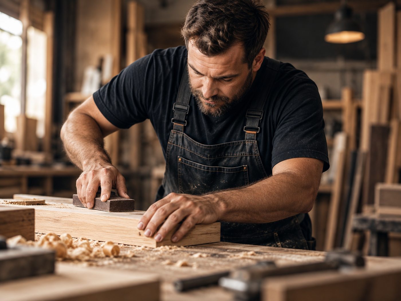 Handwerker bei der Arbeit in der Werkstatt