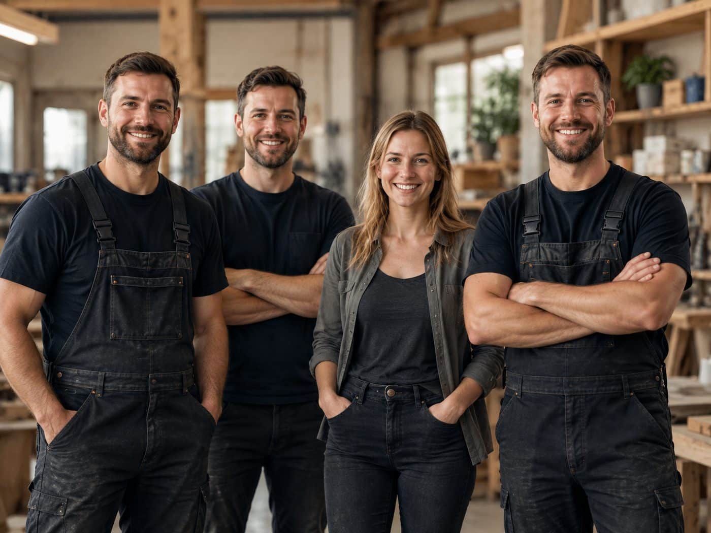 Team eines Handwerksbetriebs in der Werkstatt